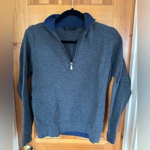 Grey Raffi Merino Wool Half-Zip Sweater